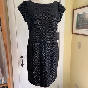 NWT Sequin Vince Camuto Black Sheath Embellished Cap Sleeve Metallic 14